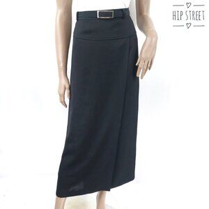 VINTAGE 80's IHNY Fold Over Panel Midi Skirt 14